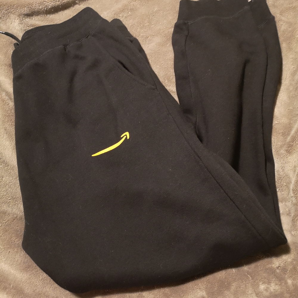 Amazon Adults Black Joggers with Yellow Logo